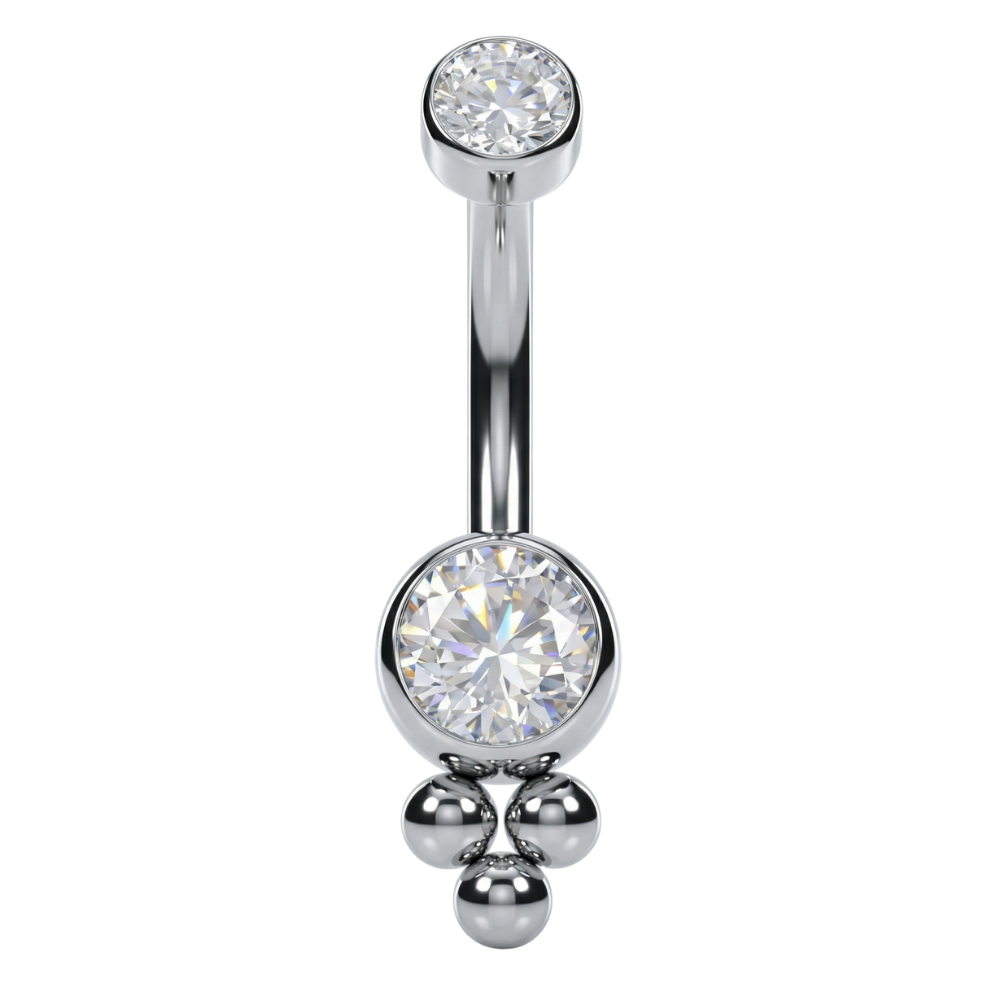 Piercing Nombril Titane - Avec Zircon et Boules