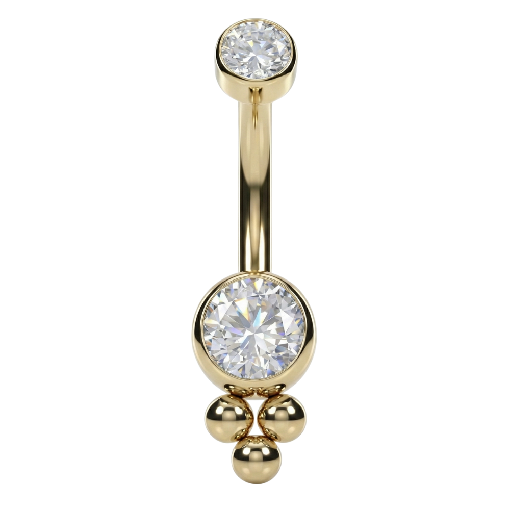 Piercing Nombril Titane - Avec Zircon et Boules