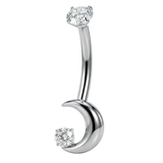 Piercing Nombril Titane - Lune Avec Zircon Cubique