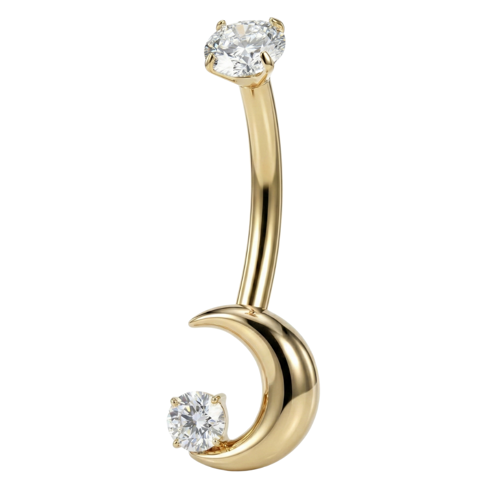 Piercing Nombril Titane - Lune Avec Zircon Cubique