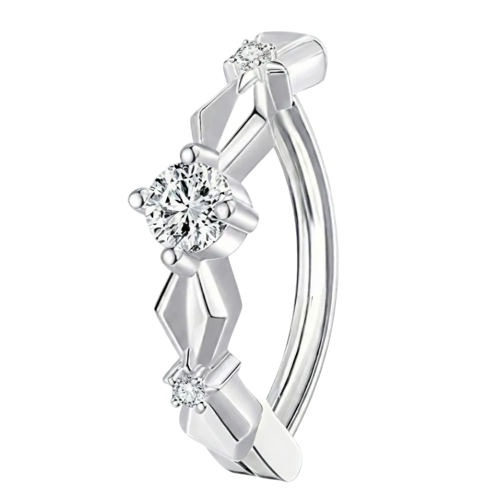 Clicker nombril en titane - Losange avec zircons
