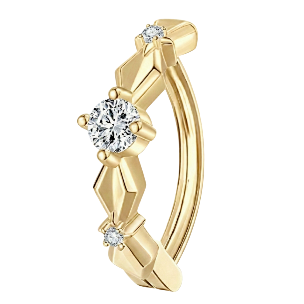 Clicker nombril en titane - Losange avec zircons