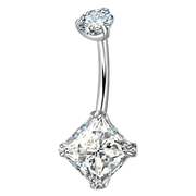 Piercing Nombril Titane - Oxyde de Zirconium Rectangulaire