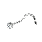 Twisted Titanium Nose Ring - With Cubic Zirconia