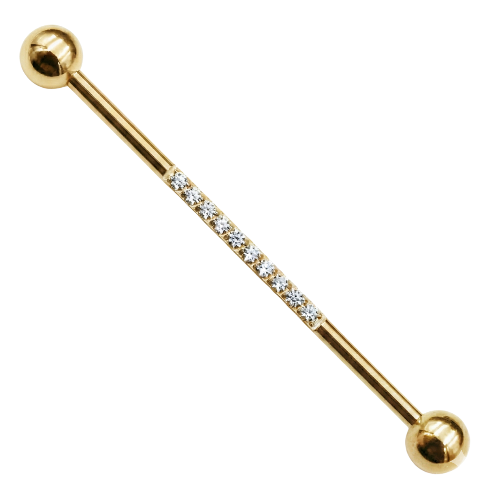 Titanium Decorative Barbell - Balls with Cubic Zirconias
