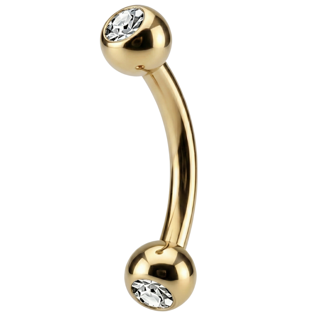 Titanium Decorative Banana - Balls with Cubic Zirconias