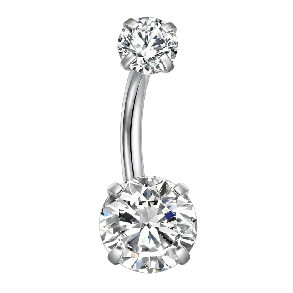 Titanium Belly Button Ring - Round Zircons