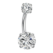 Titanium Belly Button Ring - Round Zircons