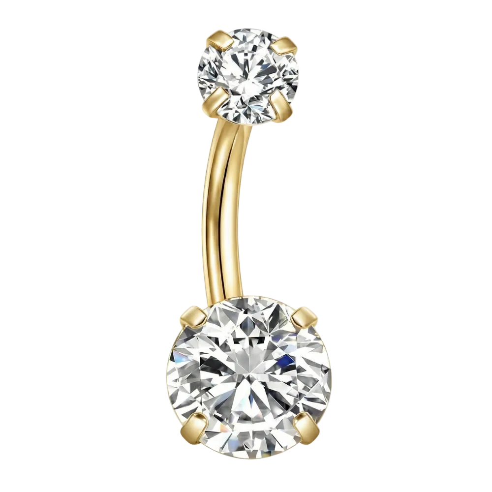 Titanium Belly Button Ring - Round Zircons
