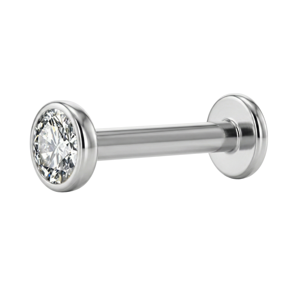 Labret Décoratif en Titane - Zircon Cubique Plat