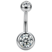 Titanium Belly Button Ring - Balls with Cubic Zirconias