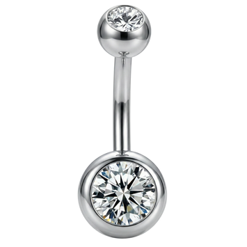 Titanium Belly Button Ring - Balls with Cubic Zirconias