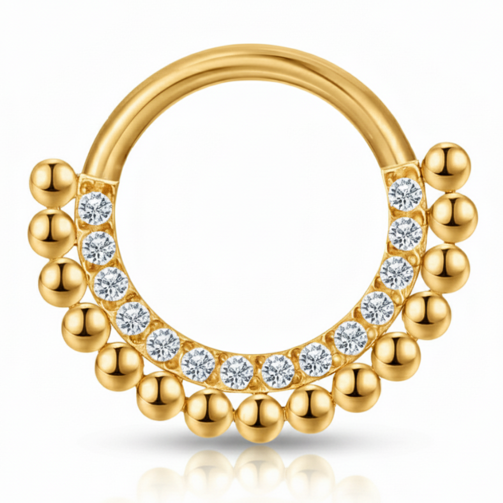 Clicker Segmenté en Titane Avec Zircons et Boules - Cercle - Piercing Planet