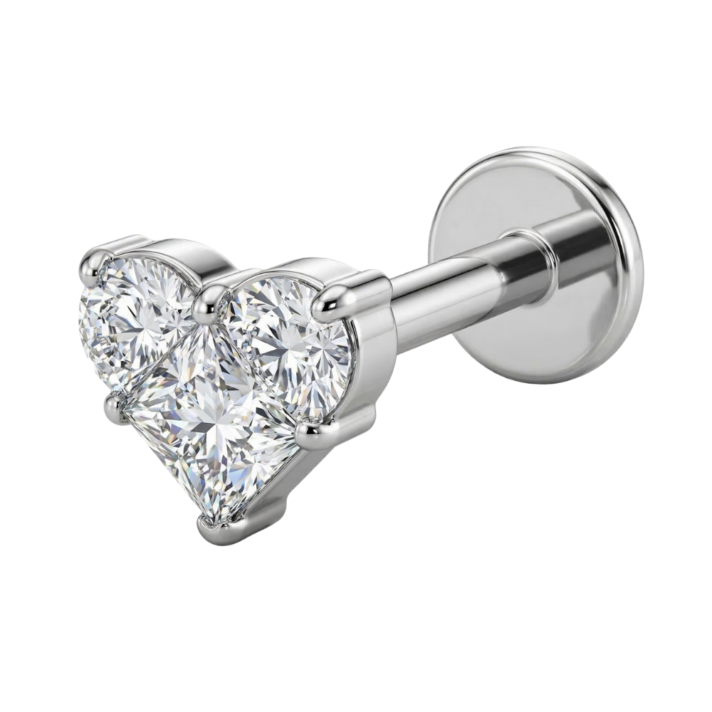 Labret Décoratif en Titane - Zircone Cubique en Forme de Coeur