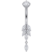 Piercing Nombril Acier - Feuille avec Pendentif