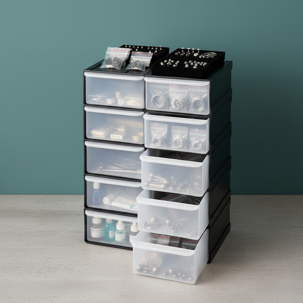 Organisateur, Tiroirs pour Boucles d'Oreilles - 10 Pièces - Piercing Planet
