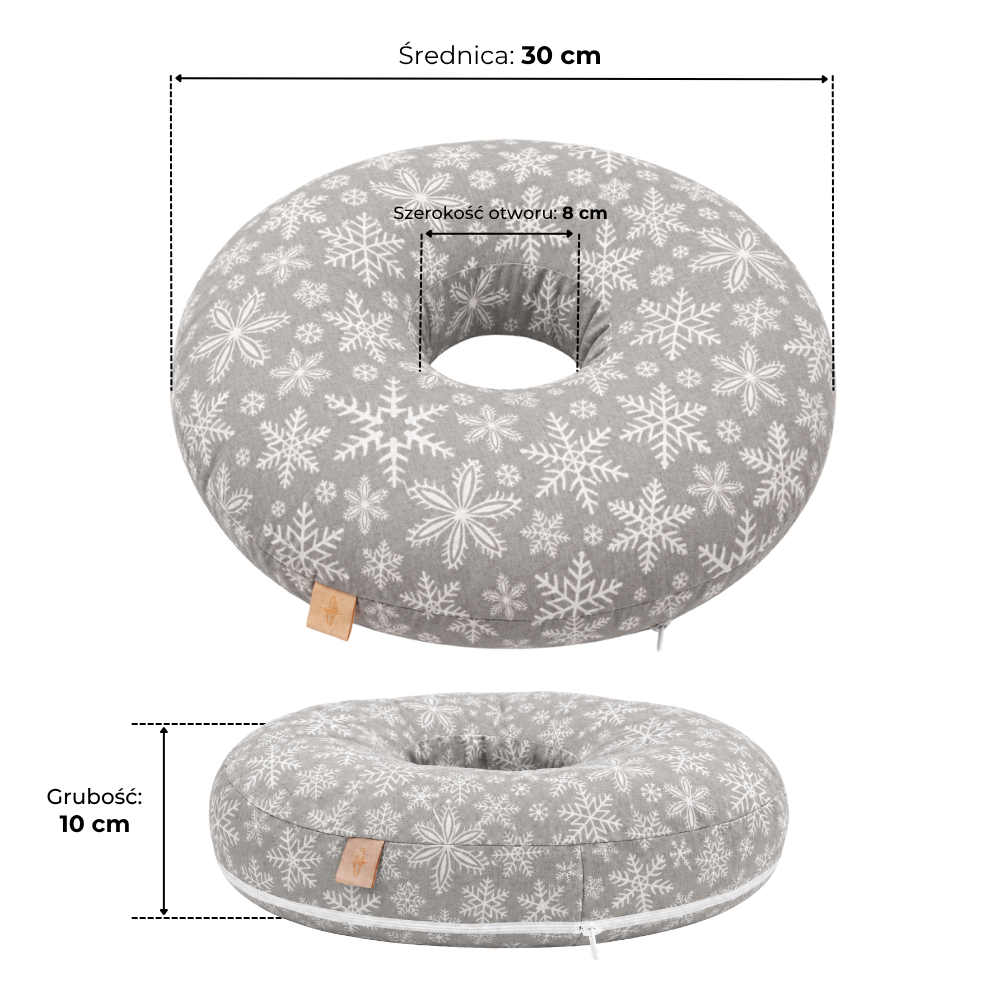 Bawełniana Poduszka Donut do Piercingu - Śnieżynki