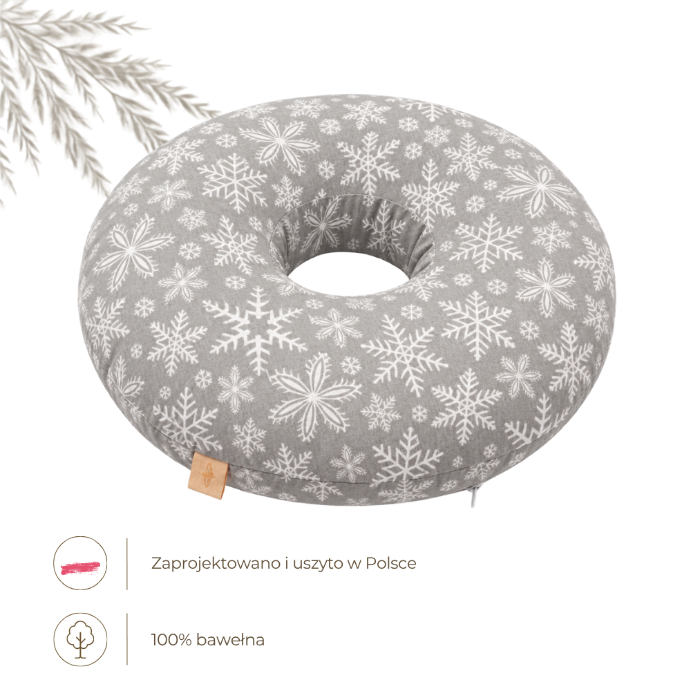 Bawełniana Poduszka Donut do Piercingu - Śnieżynki
