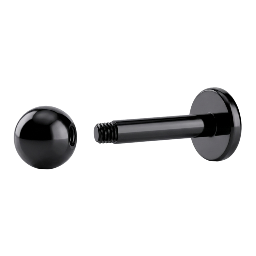 Labret en titane noir avec boule filetée mâle