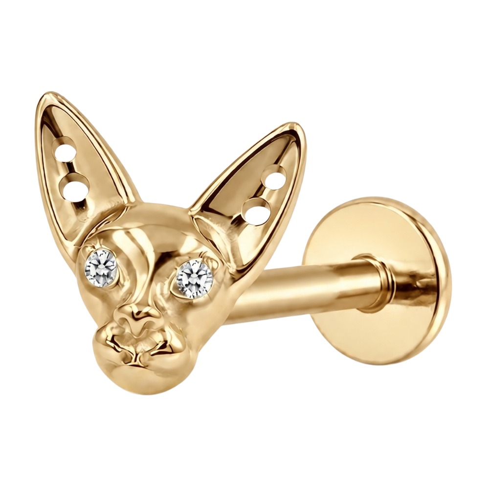 Labret Ozdobny Sfinks z Cyrkonia Zloty