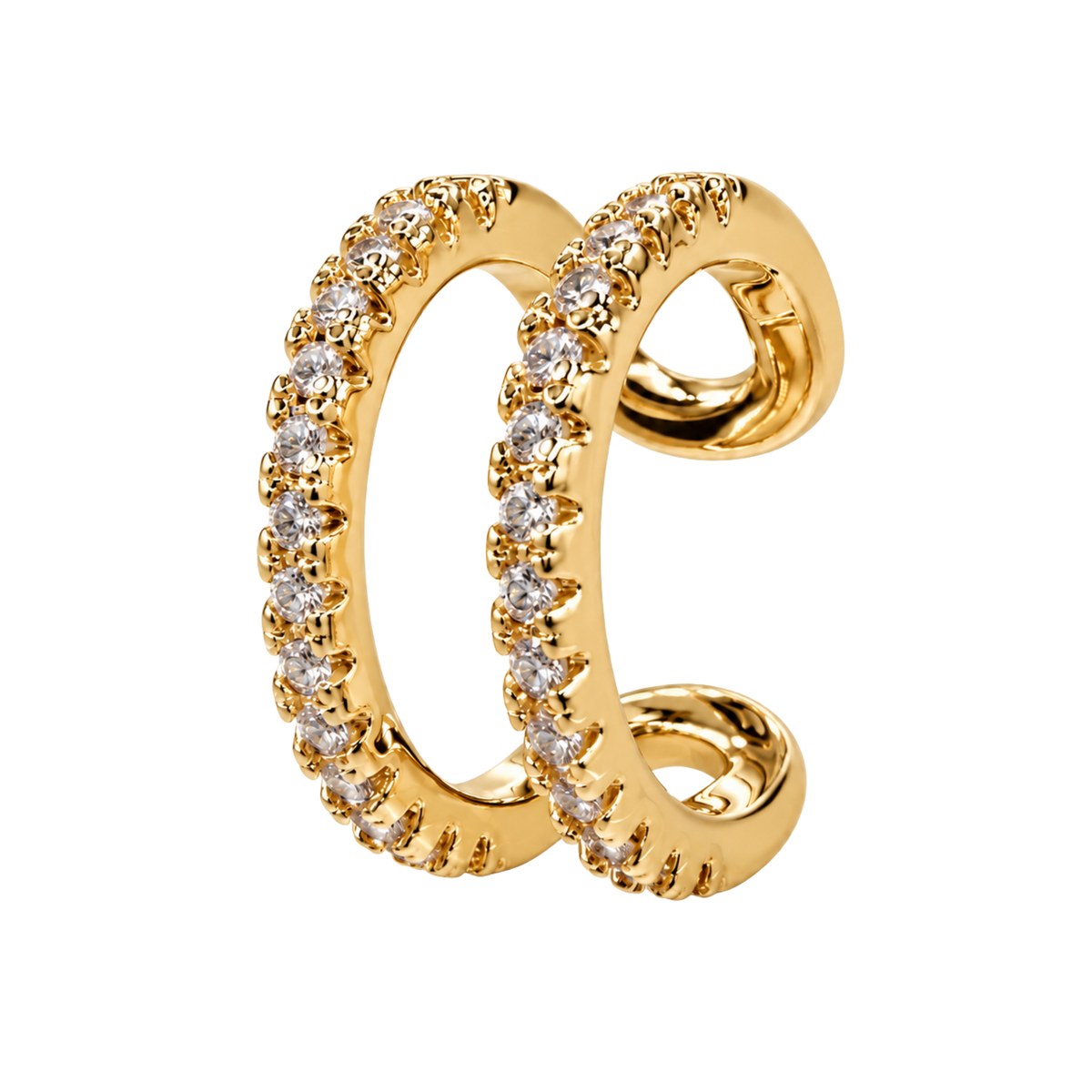 Nausznica Podwójna z Dwoma Rzędami Cyrkonii - Ear Cuff