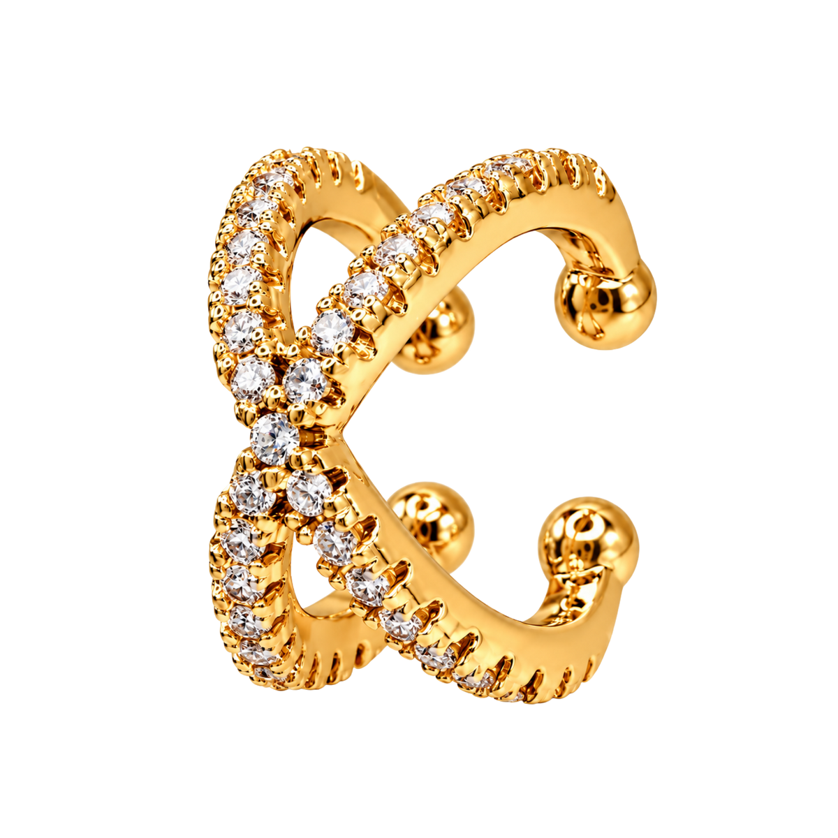 Nausznica z Przeplotem i Cyrkoniami - Ear Cuff