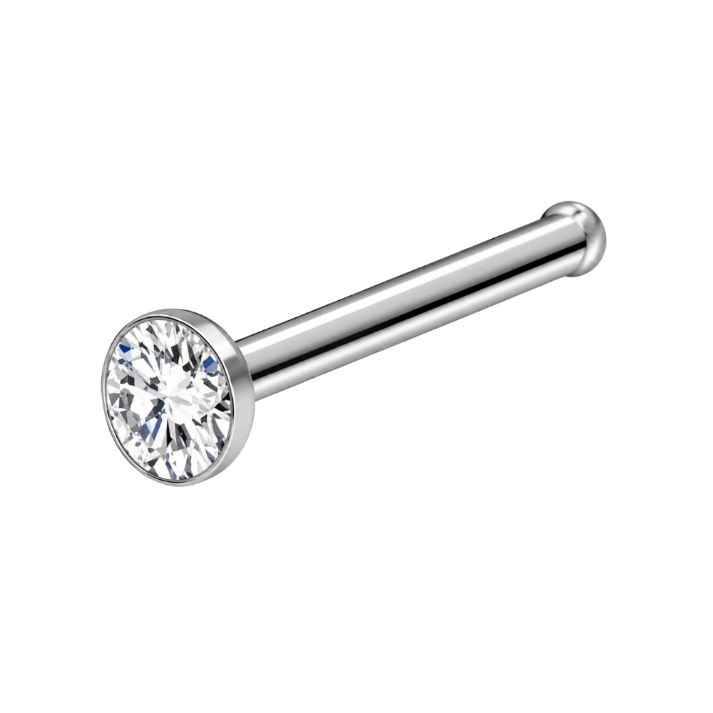 Anneau de nez simple en titane avec zircone cubique plate