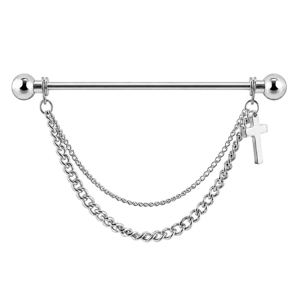 Steel Decorative Barbell Cross with chains