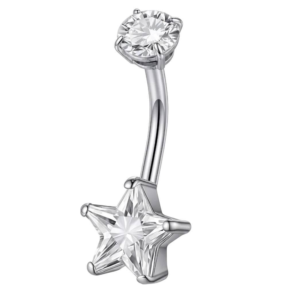 Stalowy Kolczyk Do Pępka - Gwiazda