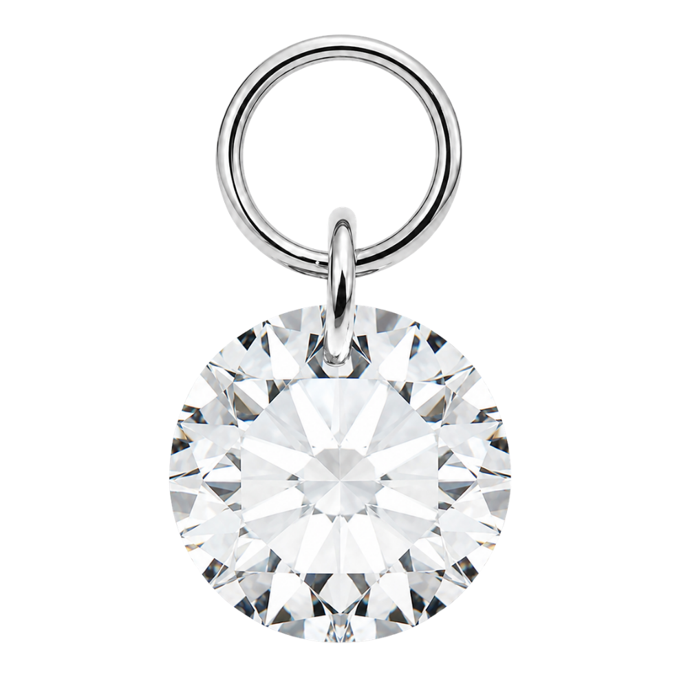 Tytanowy Charm Piercing Okrągła Zawieszka Srebrny