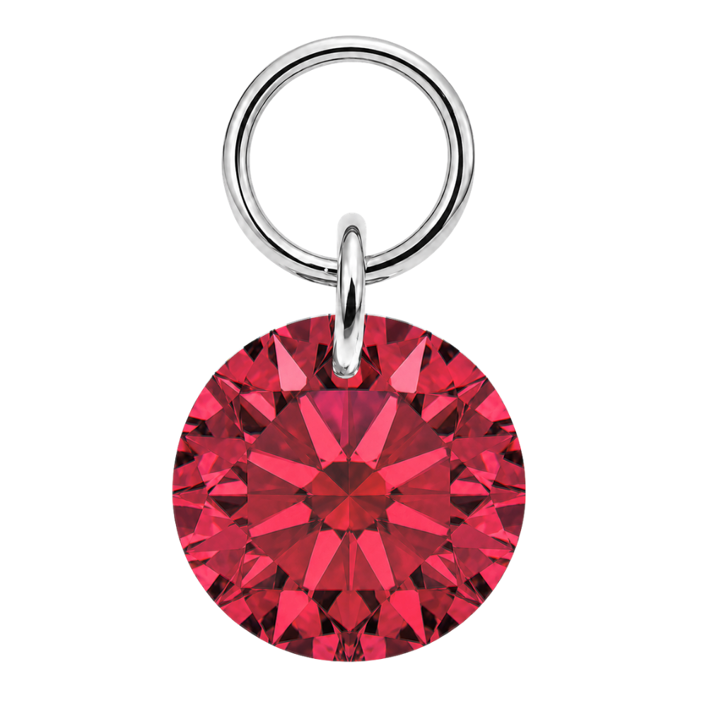 Titanium Charm Piercing Round Pendant Silver Red