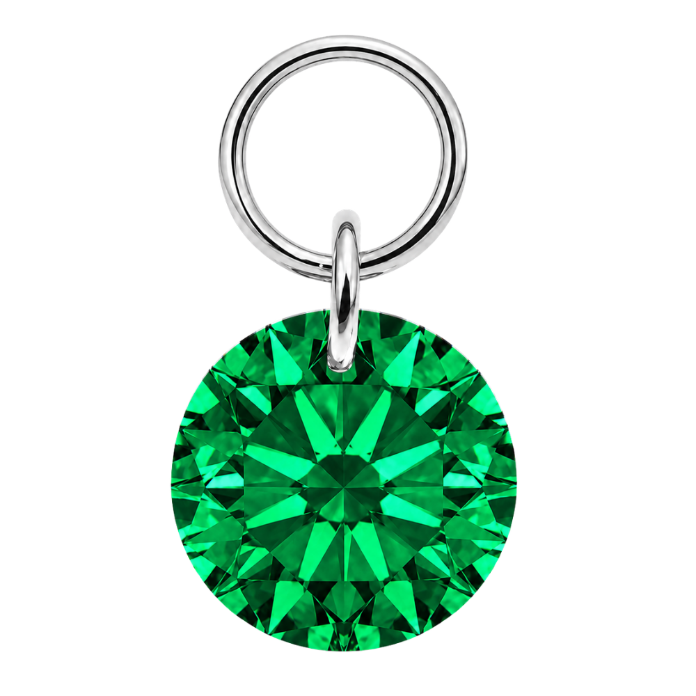 Charme Titane Piercing Pendentif Rond Argenté Vert