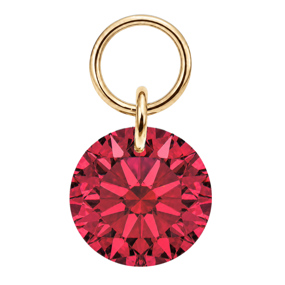 Titanium Charm Piercing Round Pendant Gold Red