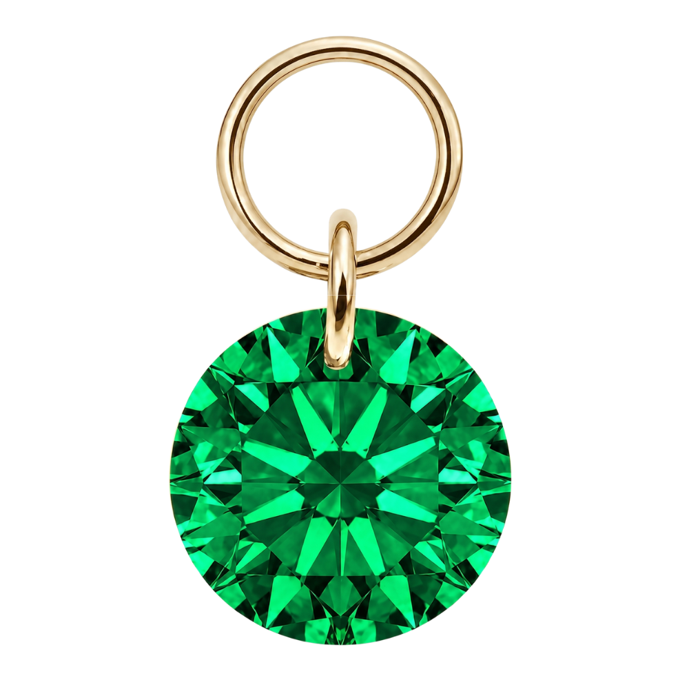 Charme Titane Piercing Pendentif Rond Doré Vert