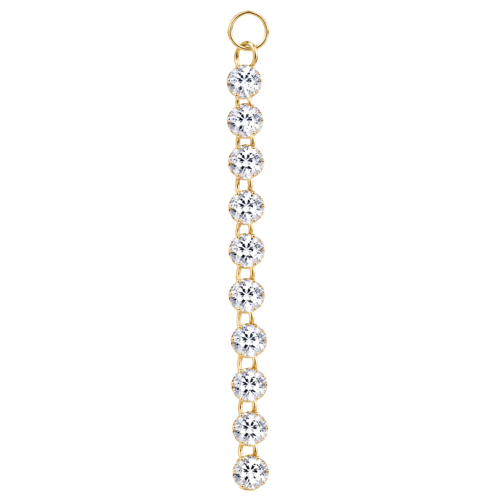 Titanium Charm Pendant Cascade Cubic Zirconia Gold