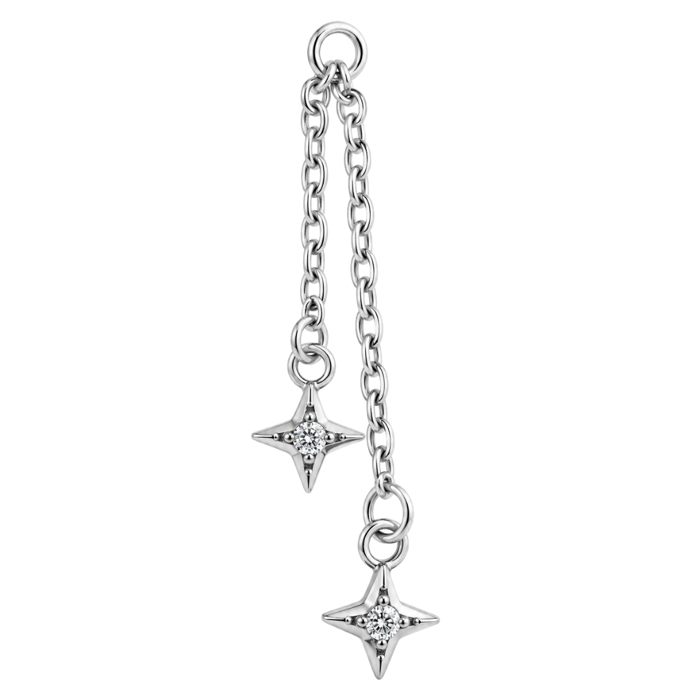 Pendentif Charm en Titane avec Deux Étoiles