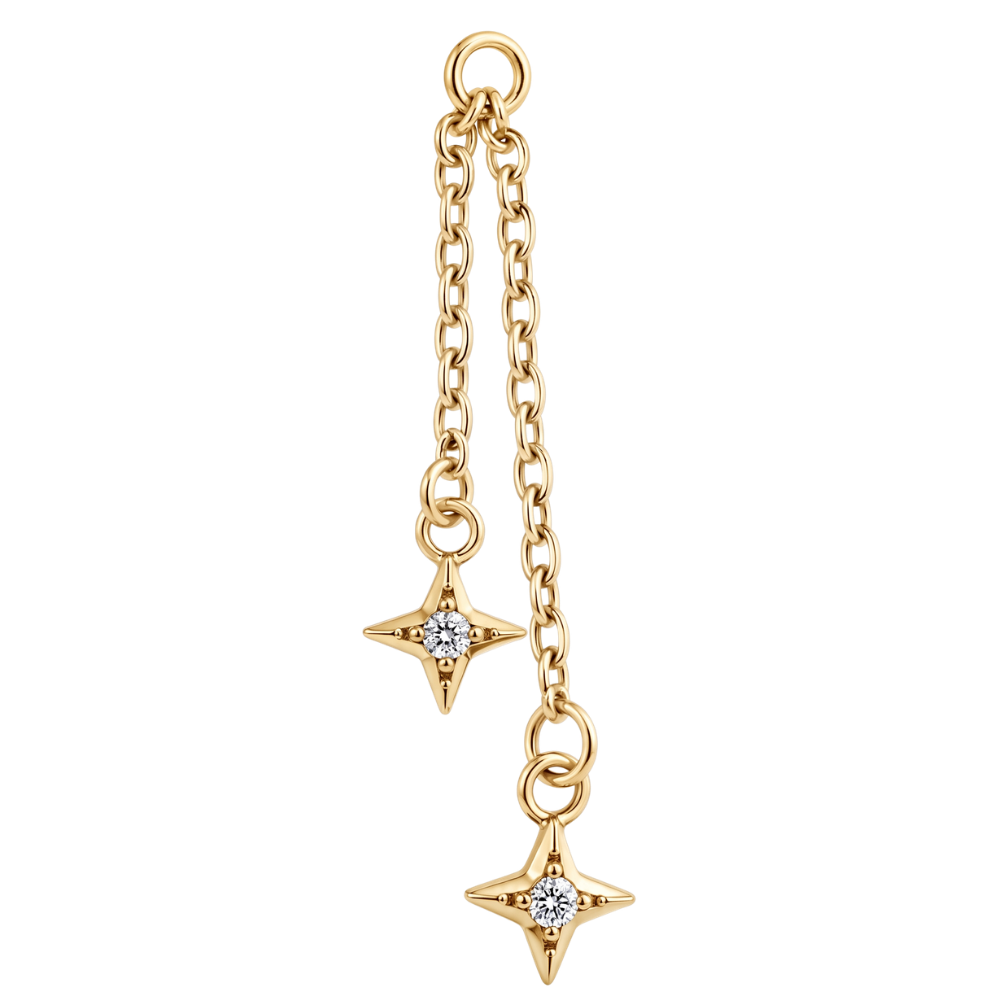 Charm_Pendant_en titane avec deux étoiles dorées