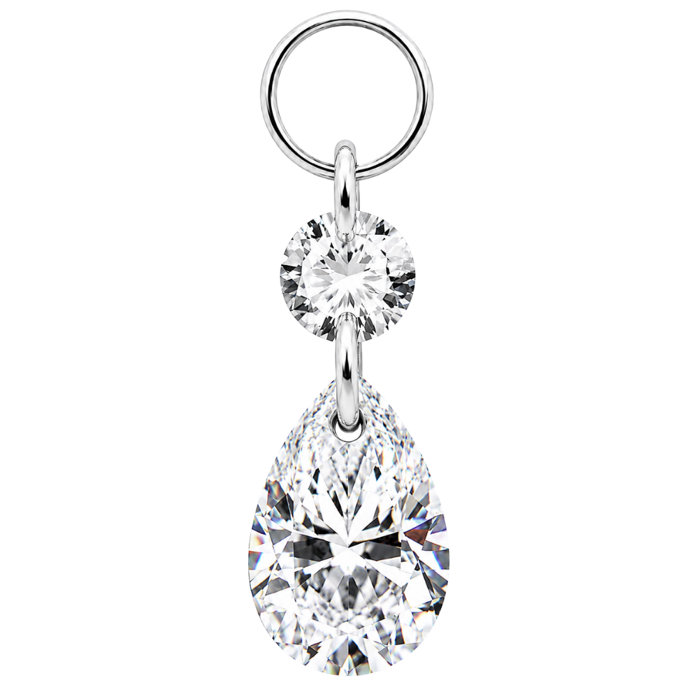 Pendentif Charm en Titane avec Double Zircone Cubique