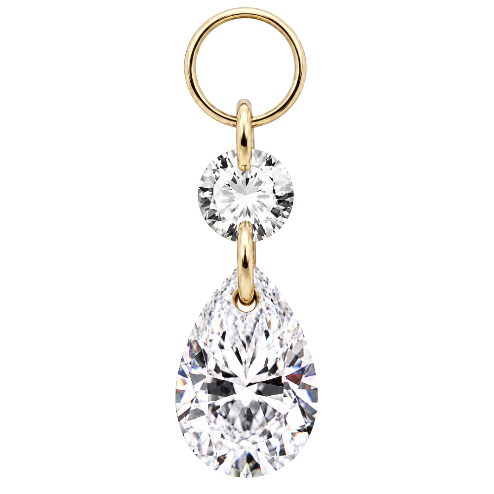 Titanium Charm Pendant with Double Gold Cubic Zirconia