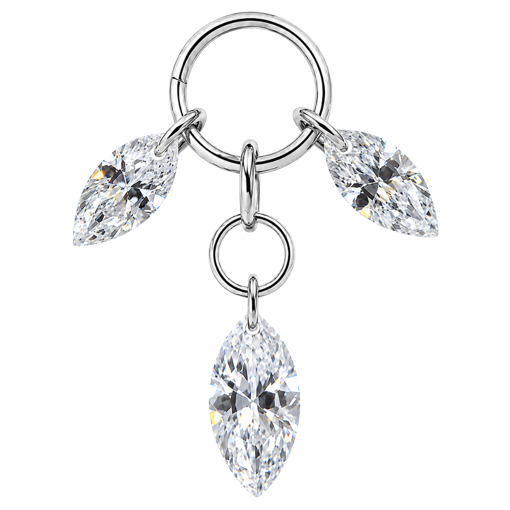 Pendentif Charm en Titane avec Trois Zircones Cubiques
