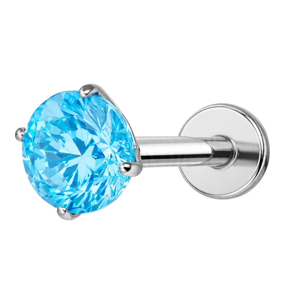 Labret Décoratif en Titane - Diamant bleu