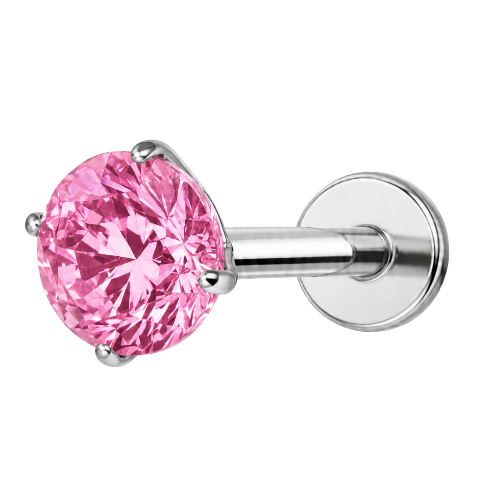 Labret Décoratif en Titane - Diamant rose