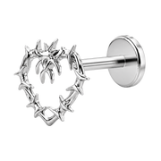 Tytanowy Labret Ozdobny Cierniowe Serce