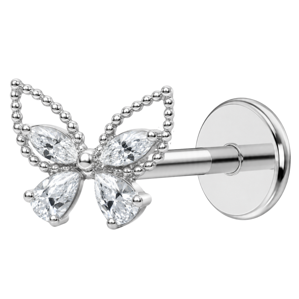 Labret en titane papillon décoratif en Zircon avec boules