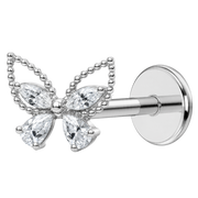 Titanium Labret Decorative Zircon Butterfly with Balls