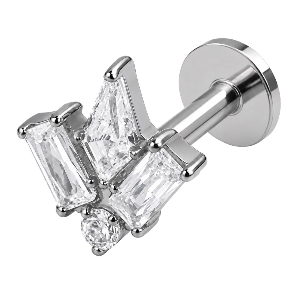 Tytanowy Labret Ozdobny Geometryczne Cyrkonie 