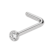 Anneau de nez incurvé en titane, zircone cubique plate