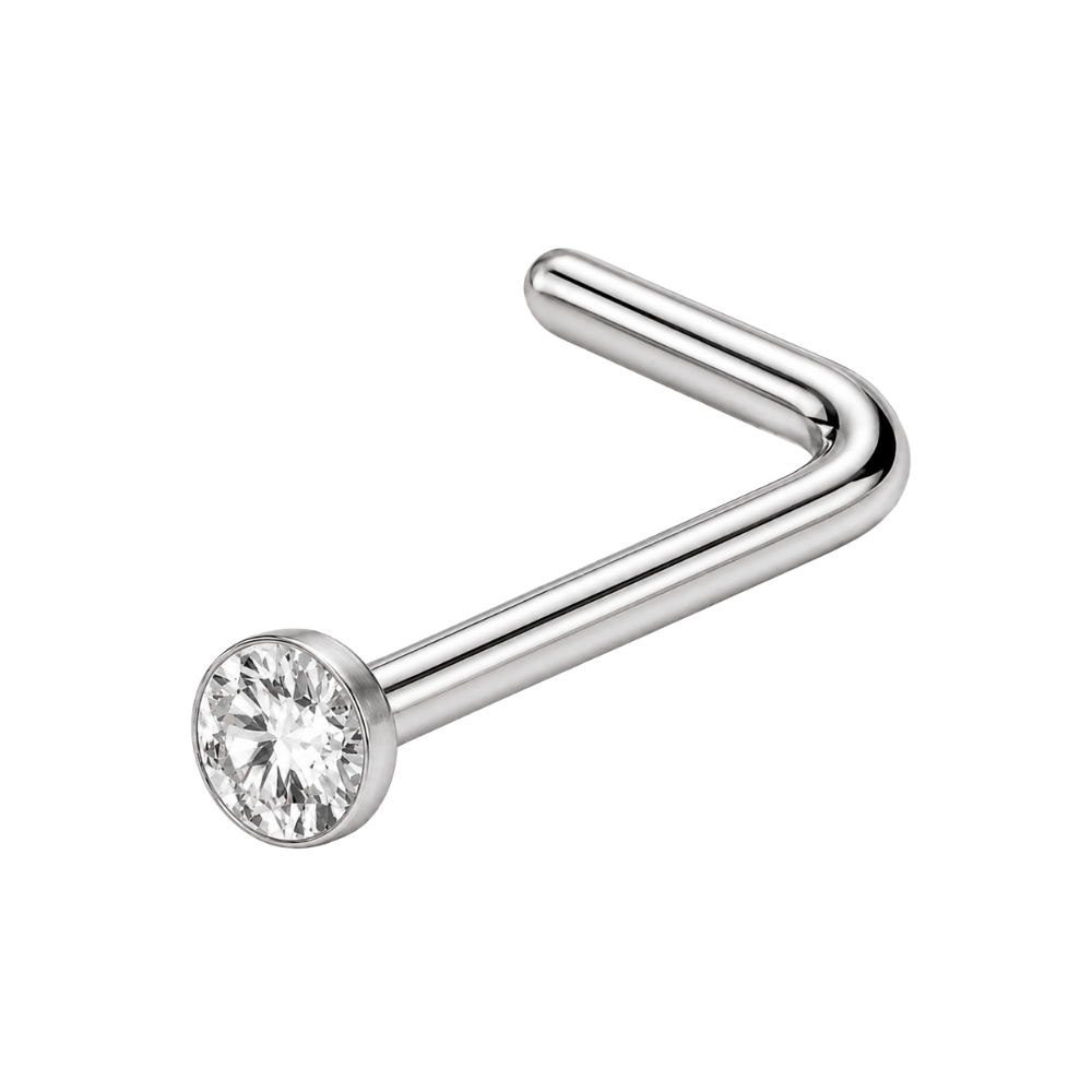 Anneau de nez incurvé en titane, zircone cubique plate