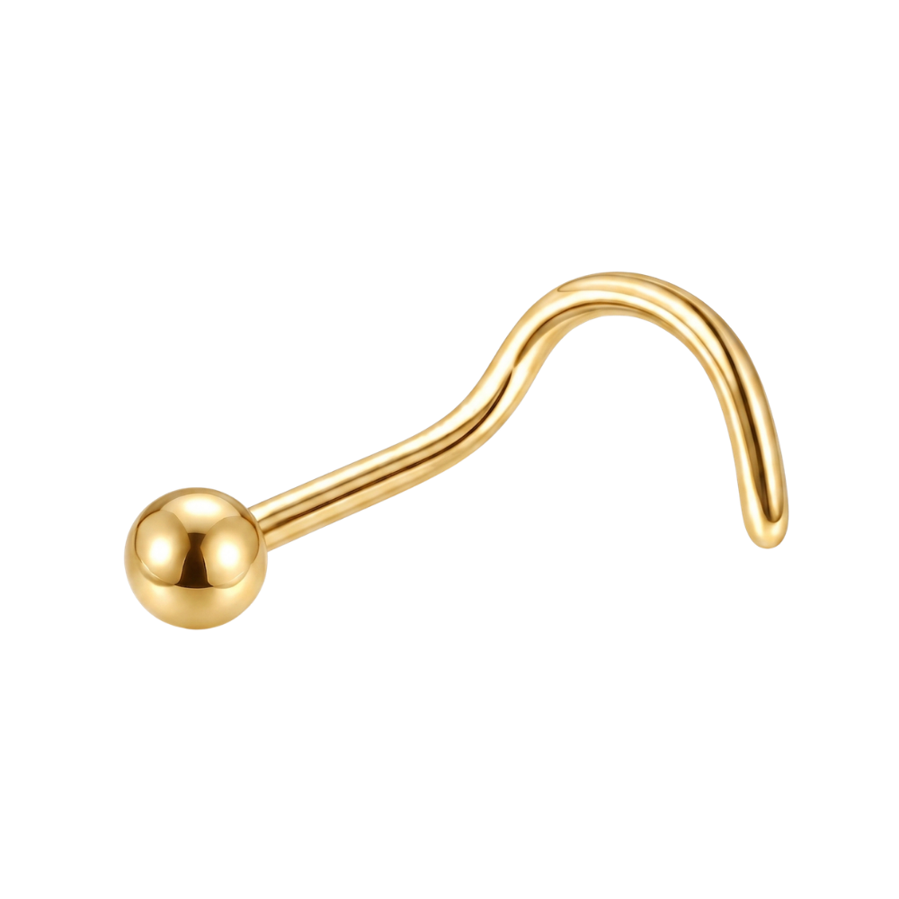 Anneau de nez boule vissé en titane, doré