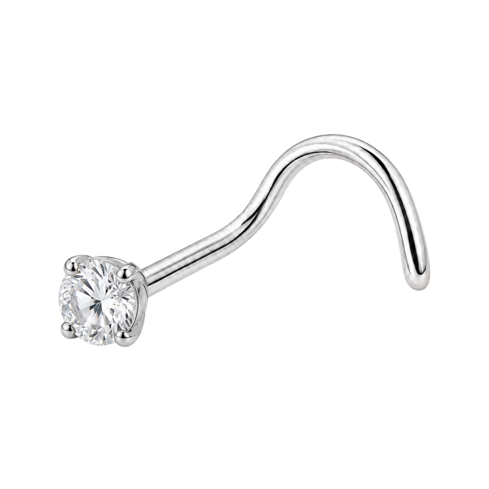 Anneau de nez vissé en titane avec zircone cubique plate